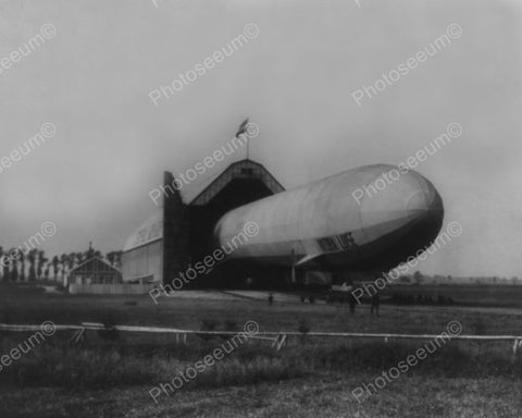 Huge German Airship Leaves Hangar 1910s 8x10 Reprint Of Old Photo - Photoseeum