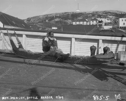 Eskimo Sled September1909 Battle Harbor Vintage 8x10 Reprint Of Old Photo - Photoseeum