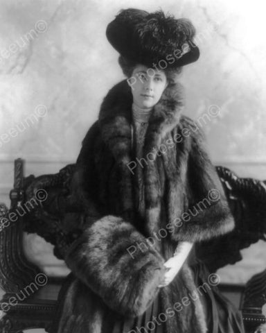 Lady In Feather Hat & Fur Coat 1800s 8x10 Reprint Of Old Photo - Photoseeum
