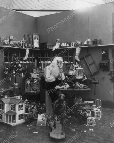 Santa Claus In His Workshop Vintage 8x10 Reprint Of Old Photo - Photoseeum