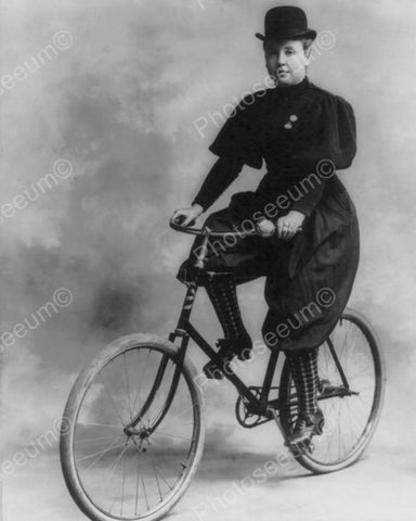 Victorian Woman On Antique Bicycle 1800s 8x10 Reprint Of Old Photo - Photoseeum