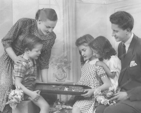Family Watches Boy Play Bagatelle Pinball Game Vintage 8x10 Reprint Of Old Photo - Photoseeum