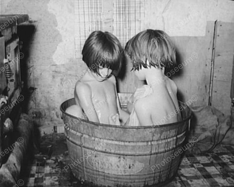 Sisters Share Antique Wash Tub Bath 8x10 Reprint Of Old Photo - Photoseeum