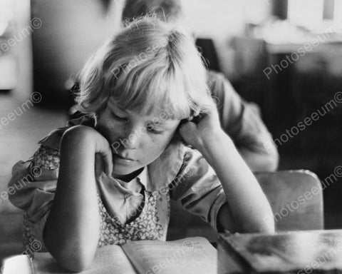 Young Girl Reading School Book 1938 Vintage 8x10 Reprint Of Old Photo - Photoseeum