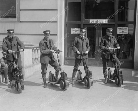Mail Post Men On Antique Scooters 8x10 Reprint Of Old Photo - Photoseeum