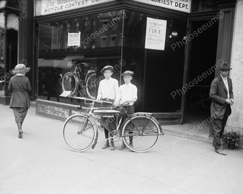 Two Brothers And Their New Bike 1921 Vintage 8x10 Reprint Of Old Photo - Photoseeum