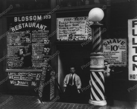 Barber Shop Shave 10 cents 1930's Vintage 8x10 Reprint Of Old Photo - Photoseeum