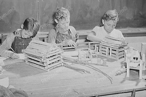 Young Boys Build Vintage House Models 4x6 Reprint Of Old Photo - Photoseeum