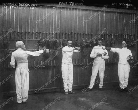 Fencers Club With Instructor & Students Vintage 8x10 Reprint Of Old Photo - Photoseeum