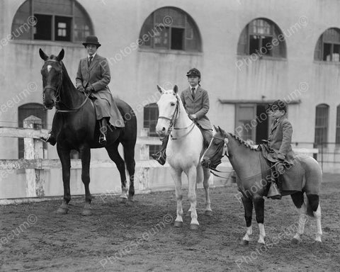 Equestrian Riders W Horse & Pony 8x10 Reprint Of Old Photo - Photoseeum