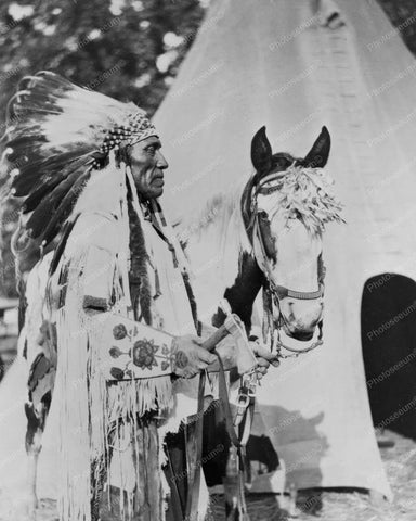 Native Indian Holding Tomahawk & Horse 8x10 Reprint Of Old Photo - Photoseeum