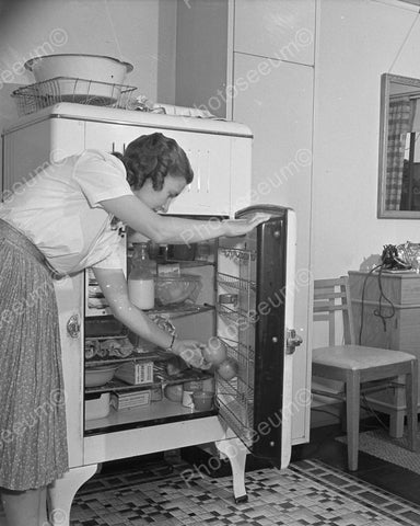 Woman Using Refrigerator 1942 Vintage 8x10 Reprint Of Old Photo - Photoseeum