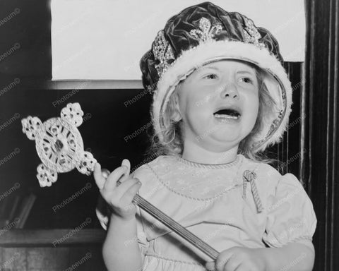 Unhappy Queen! Little Girl In Dress Up 8x10 Reprint Of Old Photo - Photoseeum