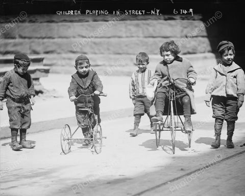 Small Children Ride Antique Tricycles! 8x10 Reprint Of Old Photo - Photoseeum