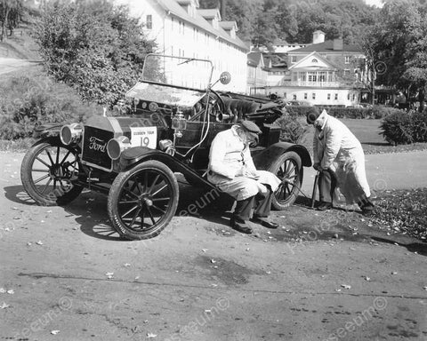 Fixing A Flat Tire Ford Automobile Race 1910 Vintage 8x10 Reprint Of Old Photo - Photoseeum