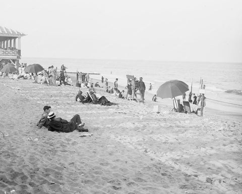 Asbury Park  Beach Scene Early 1900s  8x10 Reprint Of Old Photo - Photoseeum