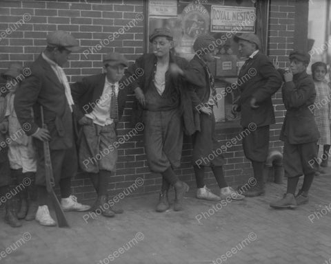 Street Gang Smoking Hanging Out 1916 Vintage 8x10 Reprint Of Old Photo - Photoseeum