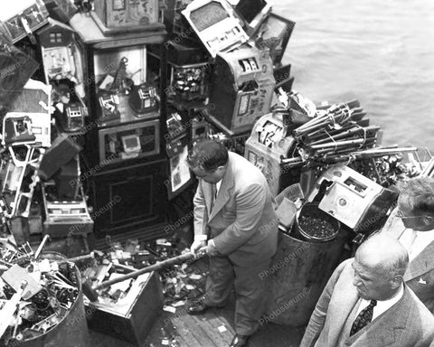 Slot Machines Destroyed At Sea New York 1934 Vintage 8x10 Reprint Of Old Photo - Photoseeum