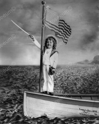 Cute Vintage Child Sailor At Sea! Studio 8x10 Reprint Of Old Photo - Photoseeum