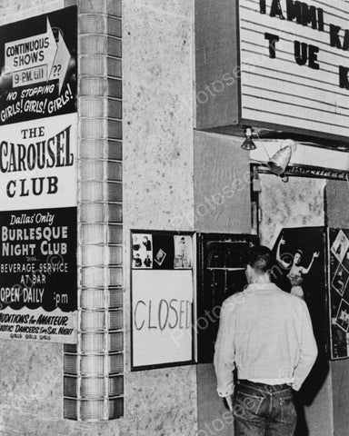Man At Jack Ruby Carousel Club "Closed" 8x10 Reprint Of Old Photo - Photoseeum