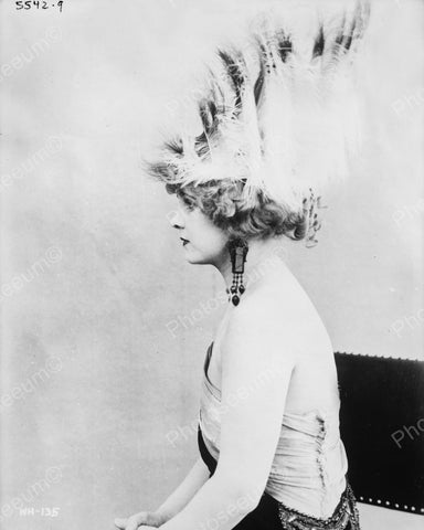 Woman Wearing Unusual Feather Hat Vintage 8x10 Reprint Of Old Photo - Photoseeum