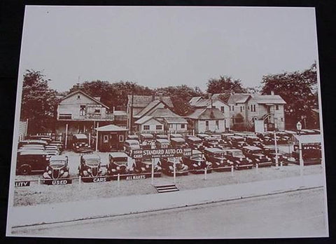 Used Car Lot Standard Auto Co. Automobiles Vintage Sepia Card Stock Photo 1930s - Photoseeum