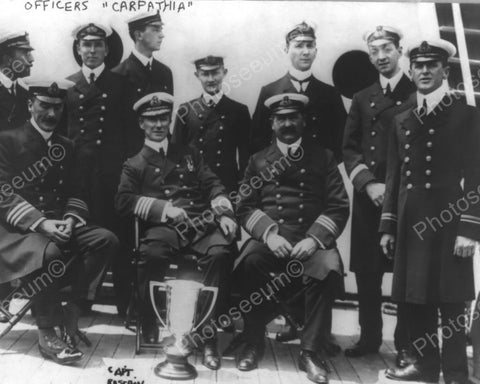 Officers Of Carpathia Pose With Cup 8x10 Reprint Of Old Photo - Photoseeum