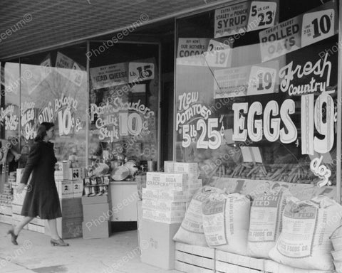 Grocery Prices Window 1940 Vintage 8x10 Reprint Of Old Photo - Photoseeum