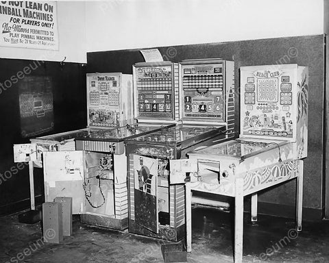 Row Of Bingo Pinball Machines Sign Must Be 21 Vintage 8x10 Reprint Of Old Photo - Photoseeum