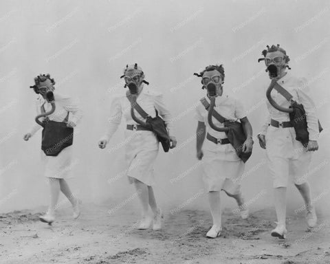 Military Nurses Wearing Gas Masks 8x10 Reprint Of Old Photo - Photoseeum