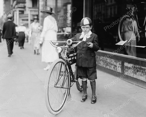 Irritated Boy With New Bike 1921 Vintage 8x10 Reprint Of Old Photo - Photoseeum