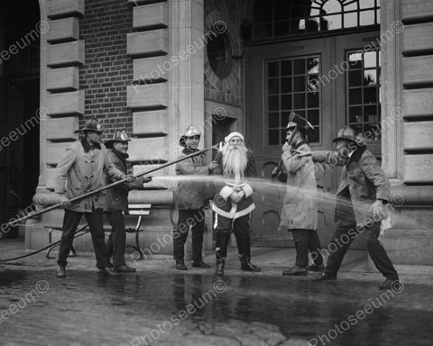 Fire Men Save Santa Claus At Fire Dept 8x10 Reprint Of Old Photo - Photoseeum