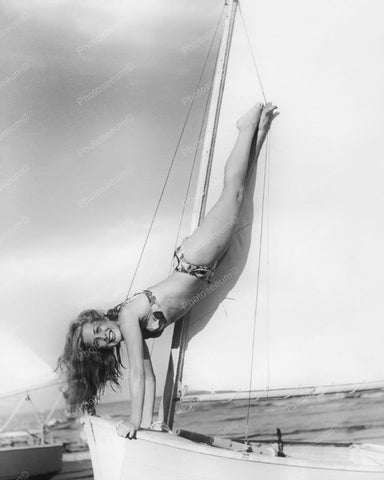 Girl Doing Handstand On Sail Boat Vintage 8x10 Reprint Of Old Photo - Photoseeum