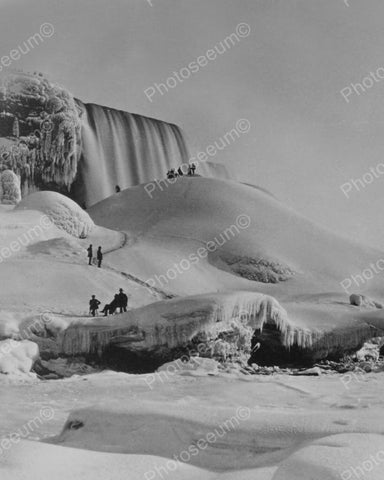 Niagara Falls People Walk On Frozen Fall 8x10 Reprint Of Old Photo - Photoseeum