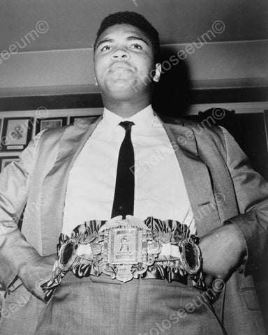 Muhammad Ali With Title Belt Vintage 8x10 Reprint Of Old Photo - Photoseeum