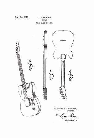 USA Patent Fender Telecaster Guitar & Deluxe Amp Drawings - Photoseeum