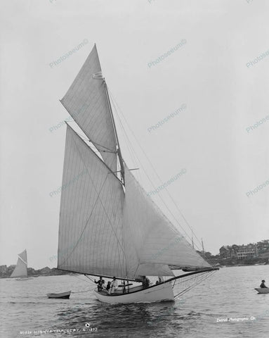 Sail Boat Hiawatha With Men On Board 1892 Vintage 8x10 Reprint Of Old Photo - Photoseeum