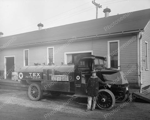 Texaco Co Antique Truck &  Driver 1920s Old 8x10 Reprint Of Photo - Photoseeum