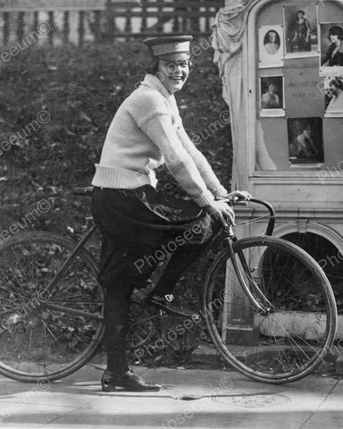 Girl Bike Courier Vintage 8x10 Reprint Of Old Photo - Photoseeum