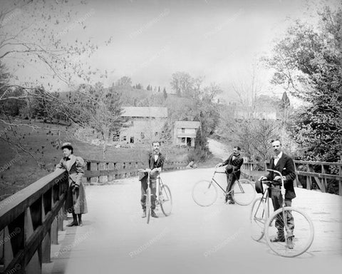 Three Men On Bridge With Bicycles Washington DC 1900s 8x10 Reprint Of Old Photo - Photoseeum