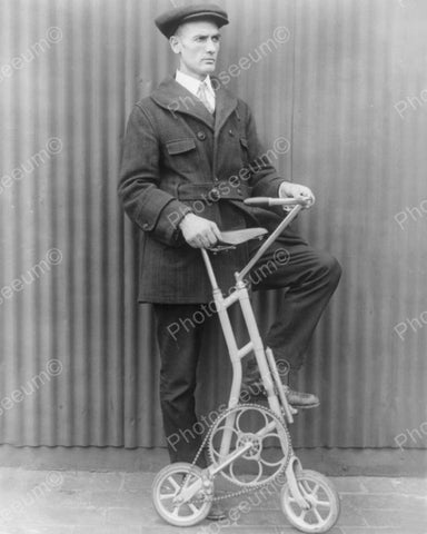 Man With Unusual Bicycle Vintage 8x10 Reprint Of Old Photo - Photoseeum