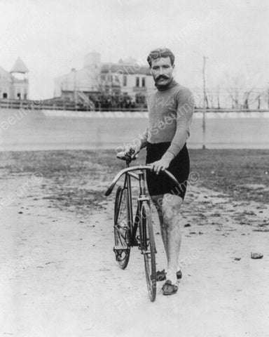 Man With Bicycle Viintage 8x10 Reprint Of Old Photo - Photoseeum