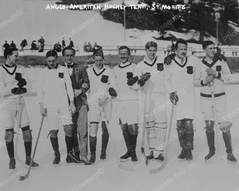 Anglo-American Hockey Team St Moritz 1915 Vintage 8x10 Reprint Of Old Photo - Photoseeum