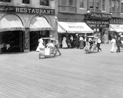 Push Cart On Boardwalk Atlantic City 1920 Vintage 8x10 Reprint Of Old Photo - Photoseeum