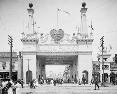 Grand Luna Park N.Y Entrance Scene 1900s 8x10 Reprint Of Old Photo - Photoseeum