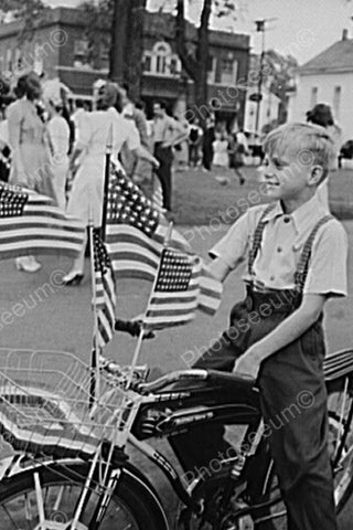 Little Boy On Bike Celebrates 4th Of July 4x6 Reprint Of Old Photo - Photoseeum