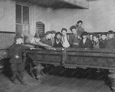 Boys Watching a Game of Billiards 1900s 8x10 Reprint Of Old Photo - Photoseeum