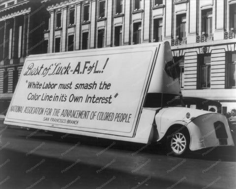 Labor Protest Truck Sign Vintage 8x10 Reprint Of Old Photo - Photoseeum