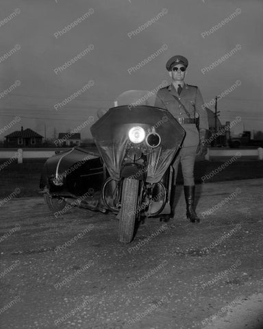Police Officer On Motorcycle 1940s Vintage 8x10 Reprint Of Old Photo - Photoseeum