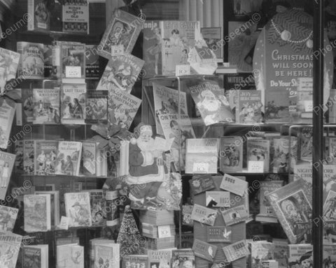 Children's Christmas Book Window Display Vintage 8x10 Reprint Of Old Photo - Photoseeum